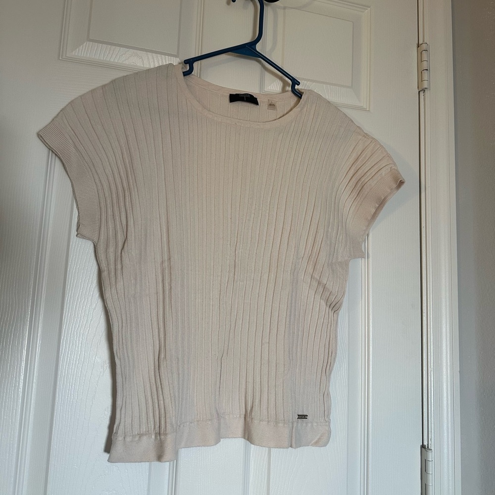 Tahari Cream Short Sleeve Women's Top